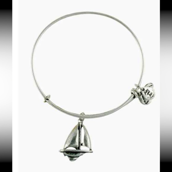 ALEX & ANI Sailboat charm adjustable silver bangle bracelet - Picture 1 of 5